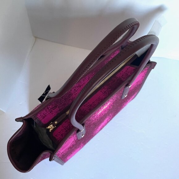 Kate Spade Ella Plaid Tweed Tote Medium Bright Rose Black Shoulder Bag - Picture 11 of 13